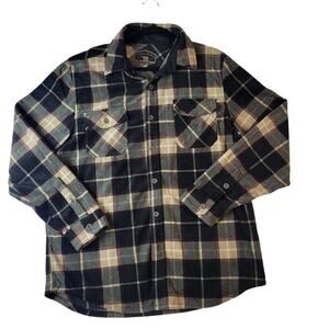 Freedom Foundry Flannel Plaid Shirt  Sz L Mens Black Hunting Camp Houndstooth‎